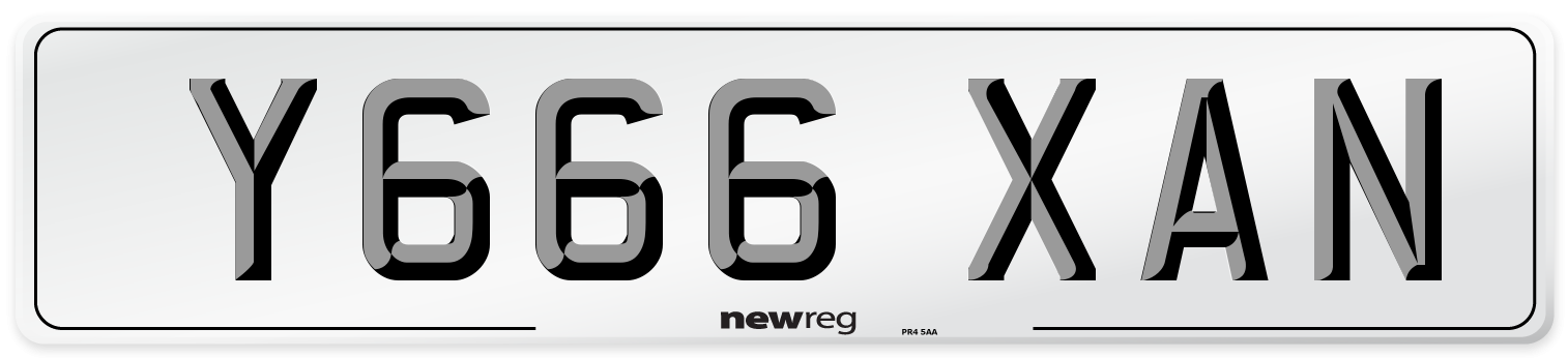 Y666 XAN Number Plate from New Reg